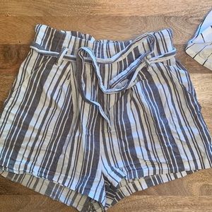 Black and white striped shorts